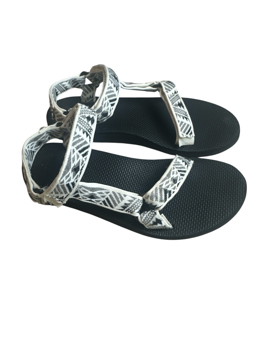 Teva Women's Black Sandals with White Patterned Straps
